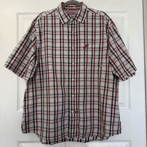 Men’s Ecko Unlimited Red/Black Plaid Short Sleeve Button-Up Shirt Size XL - Picture 1 of 8